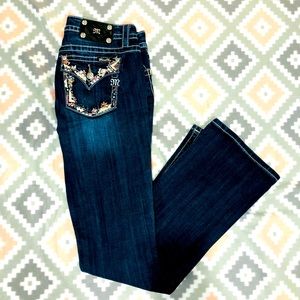 MissMe Rhinestone Signature Boot Jeans Size 30